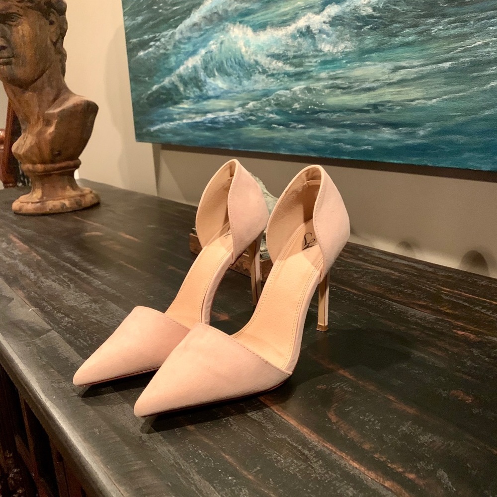 Sexy vegan suede beige heels